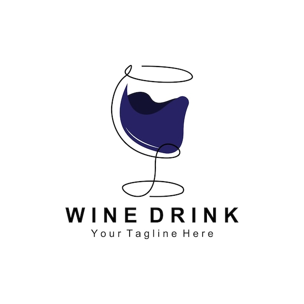 Beverage Wine Logo Design Glass Illustration Alcohol Drink Bottle Company Product Vector