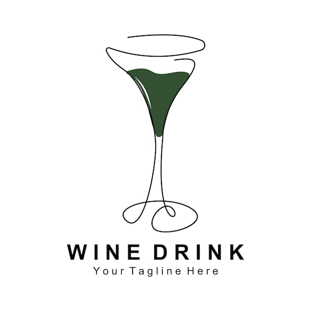 Дизайн Логотипа Вина Напиток Стеклянная Иллюстрация Алкоголь Напиток Бутылка Продукта Компании Вектор