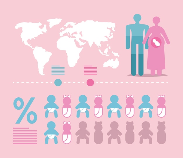 Vector bevolking pasgeboren voor geslacht