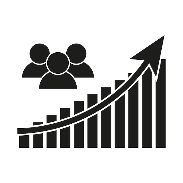 Bevolkingsgroei icoon Mondiaal demografie icoon Vergroot het sociale ontwikkelingsconcept Mensen evolutie