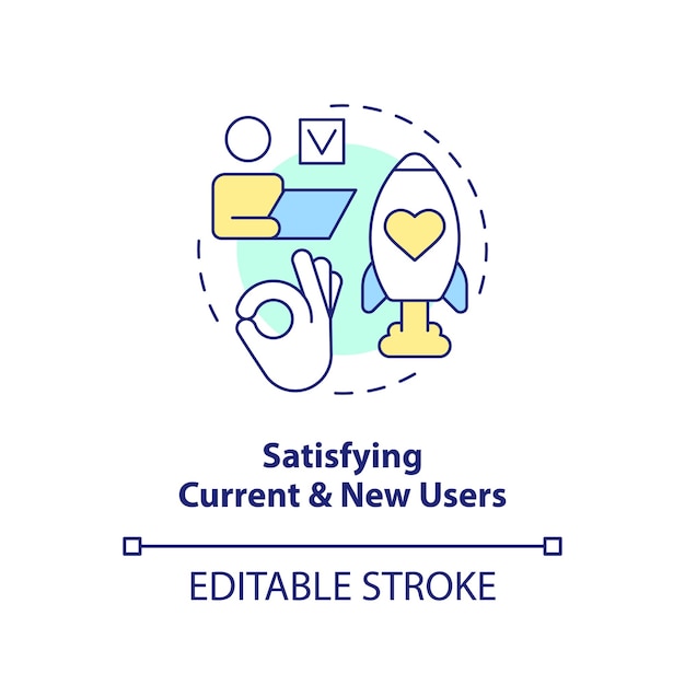 Bevredigend conceptpictogram voor huidige en nieuwe gebruikers