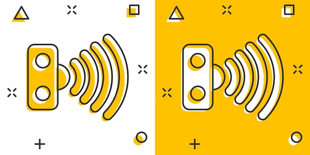 Bewegingssensor pictogram in komische stijl Sensor golven vector cartoon afbeelding pictogram Beveiliging verbinding bedrijfsconcept splash effect