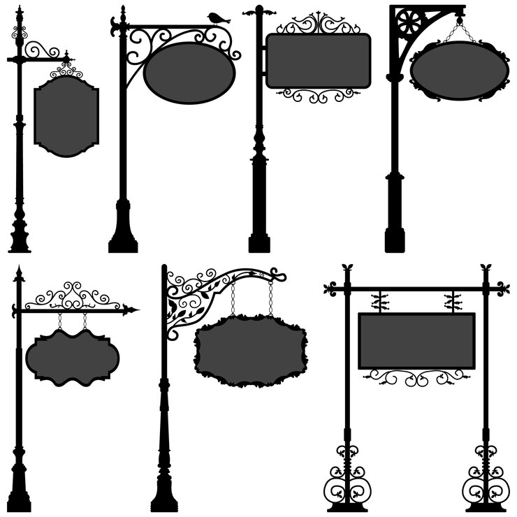 Vector bewegwijzering sign pole frame street.