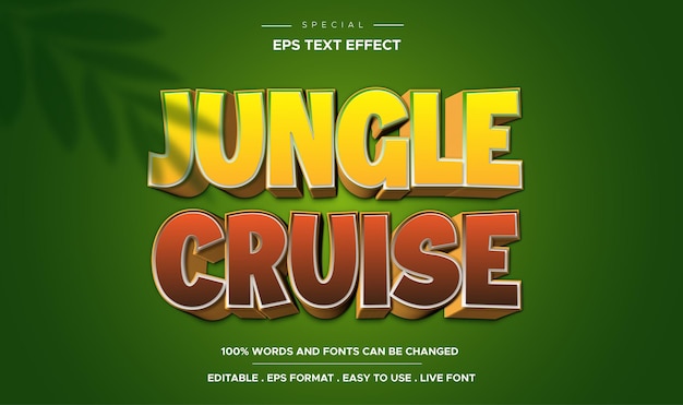 Bewerkbaar 3D-jungle cruise-teksteffect