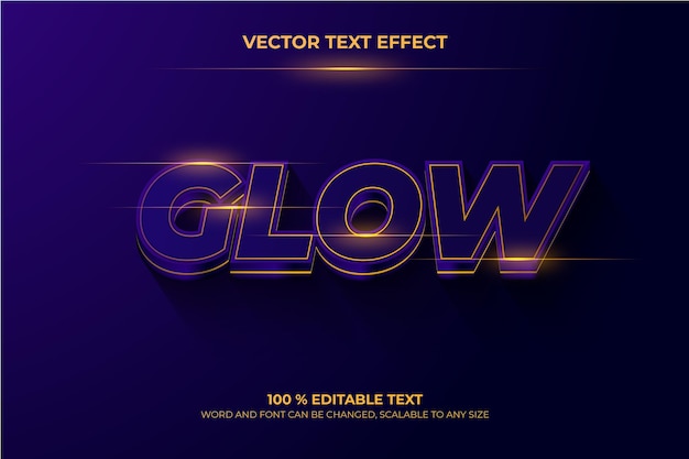 Bewerkbaar 3D-teksteffect donkerpaarse gloed vecto