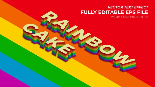 Bewerkbaar 3D Vector Rainbow Cake Isometrisch Vector Teksteffect