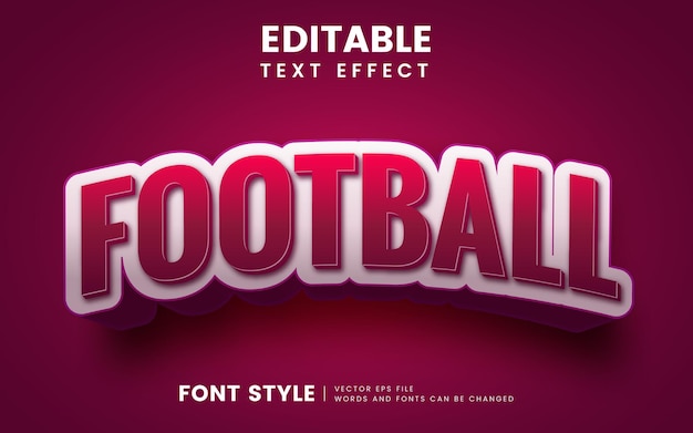 Bewerkbaar 3D-voetbalteksteffect. Fancy sportieve lettertypestijl perfect voor kop en titel.