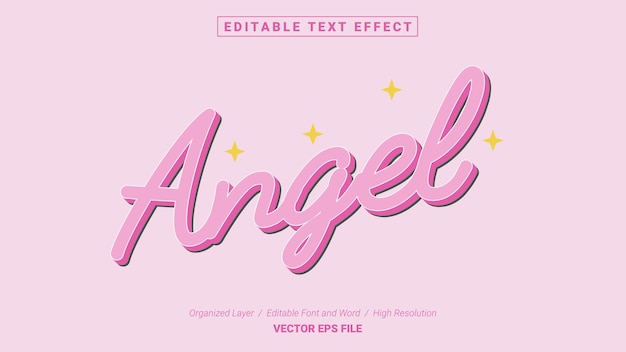 Bewerkbaar angel-lettertype. typografie sjabloon teksteffectstijl. belettering vector illustratie logo.