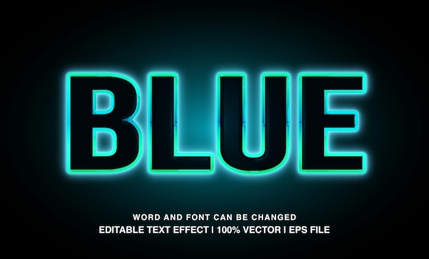 Vector bewerkbaar blauw neon lettertype 2