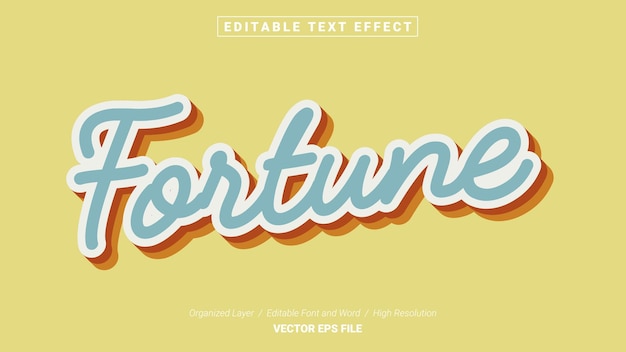 Bewerkbaar Fortune-lettertype. Typografie sjabloon teksteffectstijl. Belettering Vector Illustratie Logo.