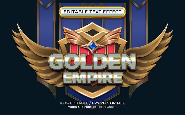 Bewerkbaar Golden Empire-teksteffect met gevleugeld embleem