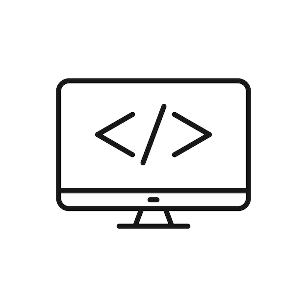 Bewerkbaar Icon of Development Code Computer Desktop Vector illustratie geïsoleerd op witte achtergrond met behulp van Presentation website of mobiele app