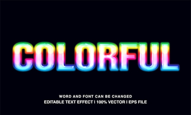 Vector bewerkbaar kleurrijk regenboog neon licht lettertype