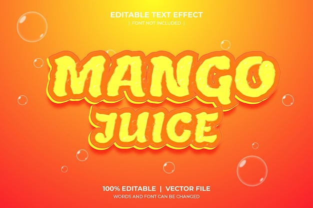 Vector bewerkbaar lettertype-effect mangosap tekststijl