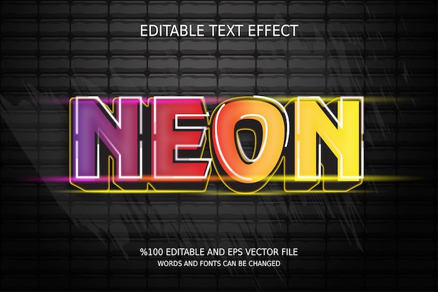 Vector bewerkbaar neon teksteffect