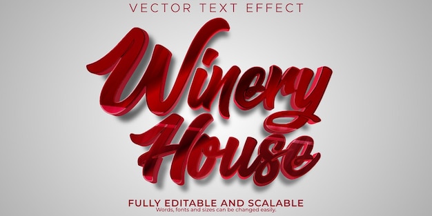 Vector bewerkbaar restaurant met wijnteksteffect en rode tekststijl