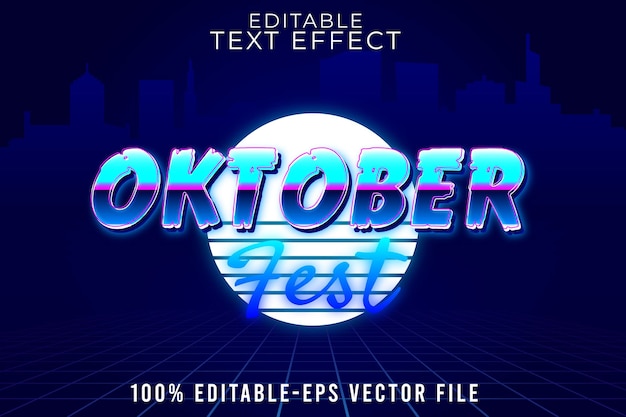 Bewerkbaar tekst effect oktoberfest met nieuwe retro 80's galaxy stijl