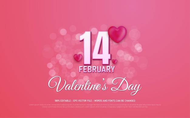 Bewerkbaar teksteffect, 14 februari Valentijnsdagstijlillustraties