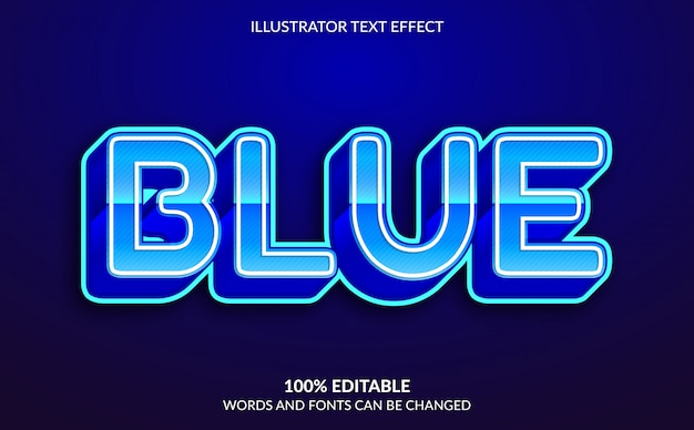 Bewerkbaar teksteffect, 3d-blauwe tekststijl