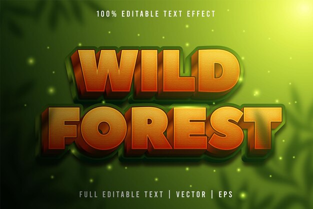 Bewerkbaar teksteffect 3D Wild Forest moderne stijl