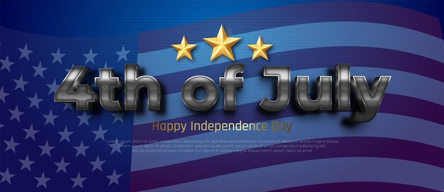 Bewerkbaar teksteffect 4 juli gelukkige onafhankelijkheidsdag geschikt voor bannersjabloon