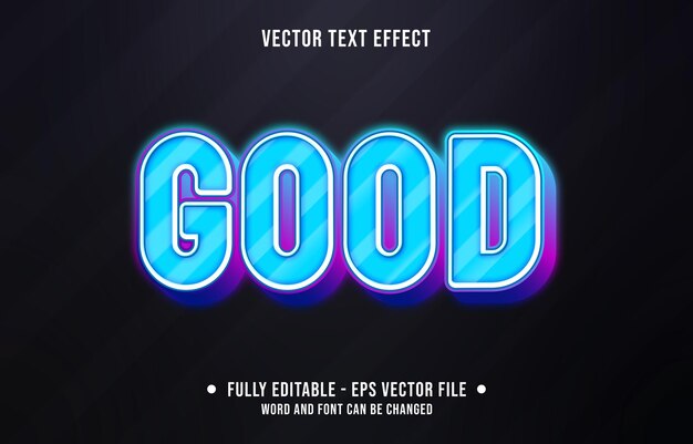 Vector bewerkbaar teksteffect - blauwe neon verloopkleur