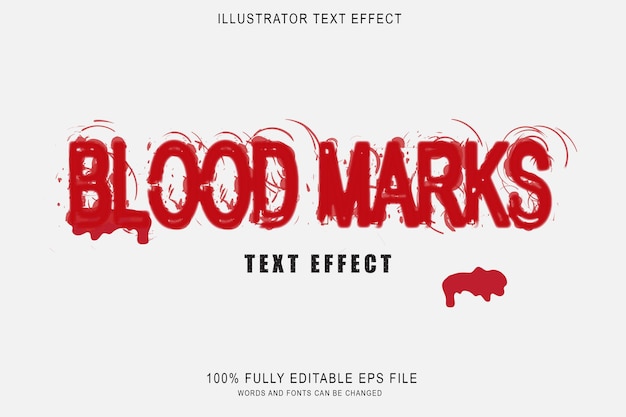 Vector bewerkbaar teksteffect bloedvlekken