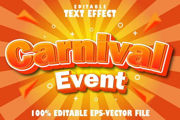 Bewerkbaar teksteffect Carnaval-evenement 3D-reliëfstijl