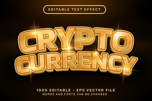 Bewerkbaar teksteffect crypto valuta 3D-stijl concept