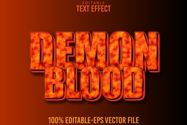 Vector bewerkbaar teksteffect demon blood 3d-verloopstijl