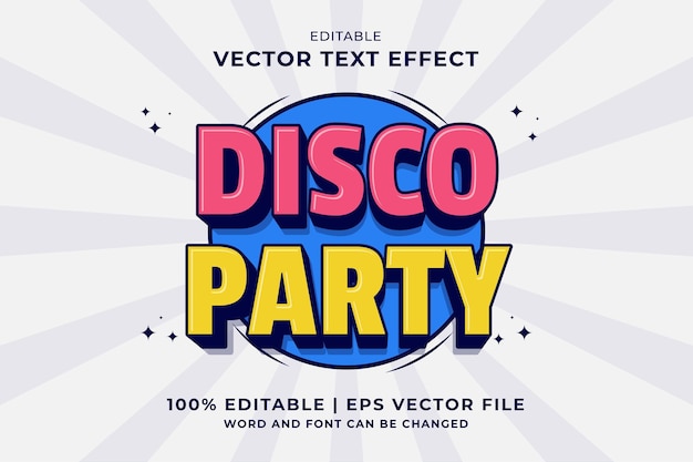 Bewerkbaar teksteffect disco party 3d vintage sjabloonstijl premium vector