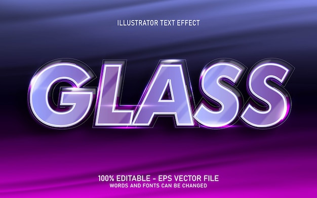 Vector bewerkbaar teksteffect, glasstijl