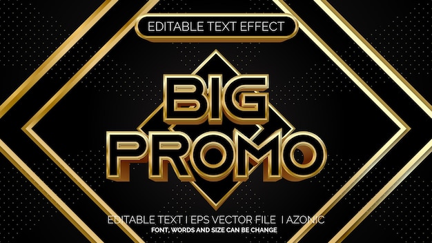 Bewerkbaar teksteffect golden black big promo