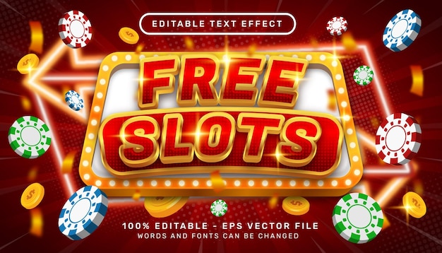 Bewerkbaar teksteffect gratis slot 3d-stijlconcept