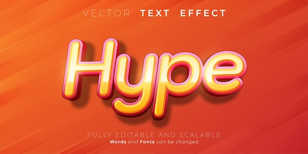 Bewerkbaar teksteffect hype driedimensionale lettertypestijl