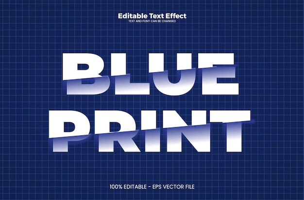 Bewerkbaar teksteffect in blue print in moderne trendstijl