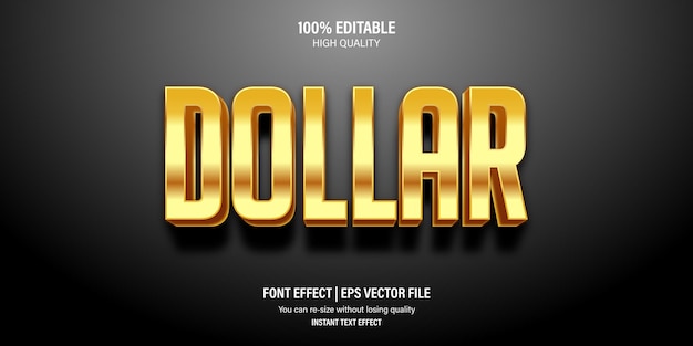 Bewerkbaar teksteffect in gouden dollarstijl