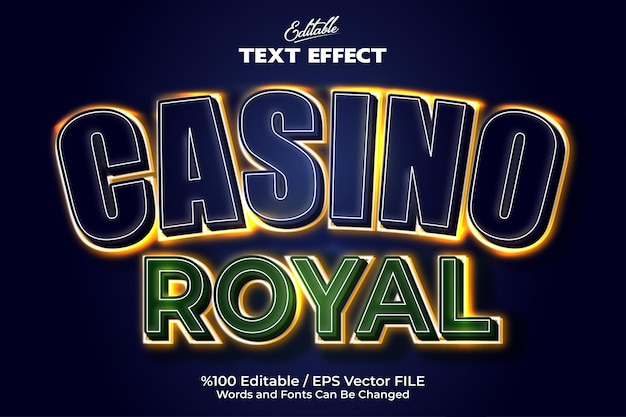 Bewerkbaar teksteffect in neonstijl Casino Royal-teksteffect