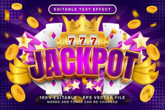 Bewerkbaar teksteffect jackpot 3d teksteffect stijlconcept