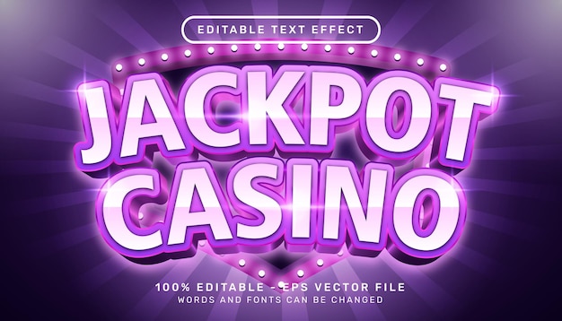 Bewerkbaar teksteffect jackpot casino 3d-stijl concept