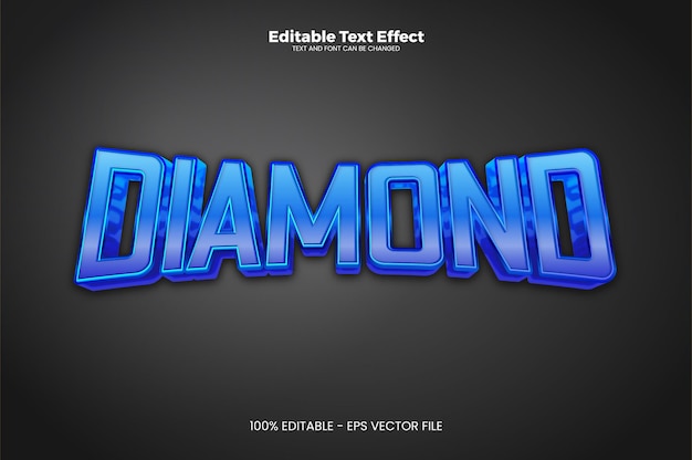 Bewerkbaar teksteffect met diamant in moderne trendstijl Premium Vector