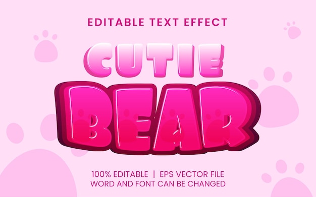 Bewerkbaar teksteffect met spelstijl Pinky Cutie Bear