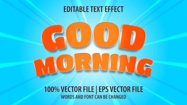 Bewerkbaar teksteffect modern 3D GOEDEMORGEN en minimale letterstijl