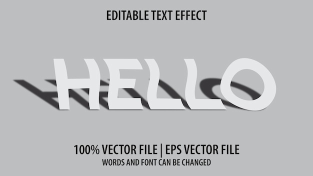 Bewerkbaar teksteffect modern 3D HELLO en minimale letterstijl