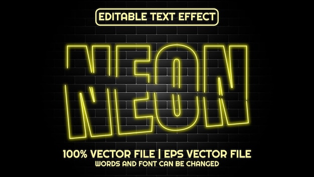 Bewerkbaar teksteffect modern 3D-neon en minimale letterstijl