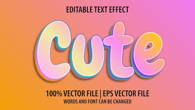 Bewerkbaar teksteffect modern 3d schattig en minimale lettertypestijl Premium Vector