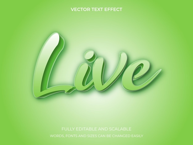 Vector bewerkbaar teksteffect modern, live 3d creatief en minimale letterstijl