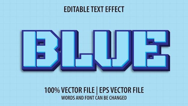 Bewerkbaar teksteffect moderne 3d BLAUW en minimale lettertypestijl premium vector