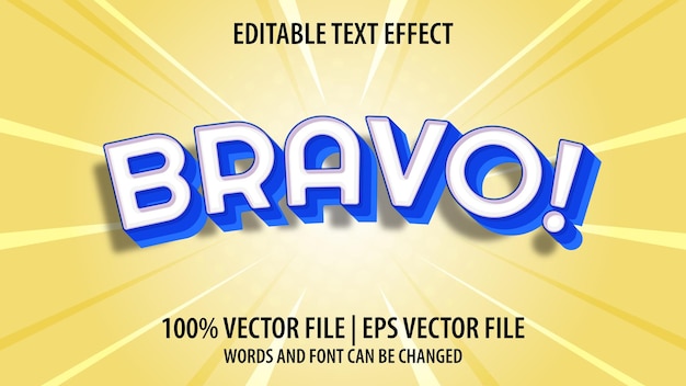 Bewerkbaar teksteffect moderne 3D BRAVO en minimale letterstijl