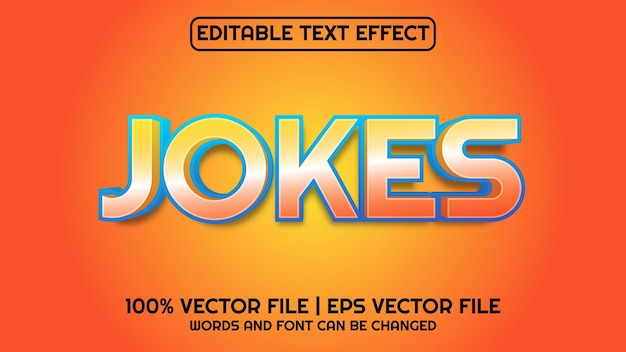 Bewerkbaar teksteffect moderne 3D-JOKES en minimale letterstijl